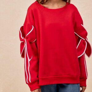 BiBi Bow Detail Sleeves Fleece Sweatshirt